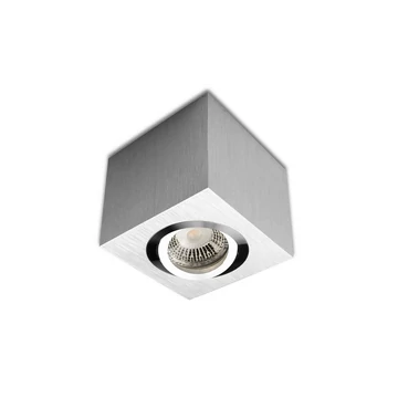 Mennyezetre szerelt lámpa, GU10/MR16 fényforráshoz, szálcsiszolt alumínium, fényforrás nélkül 