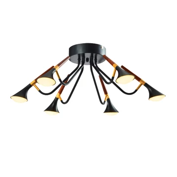 DUNCAN LED csillár, fekete/fa