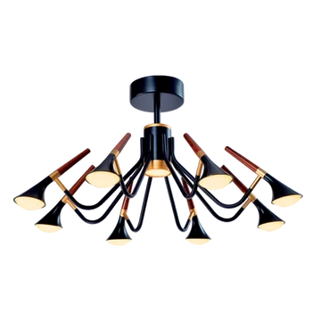 DUNCAN LED csillár 45W 3000K fekete/fa