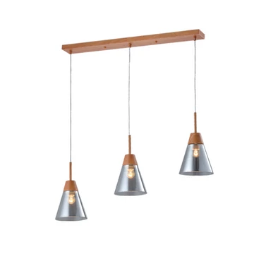 BRADLEY függeszték 3xE27 szürke/fa