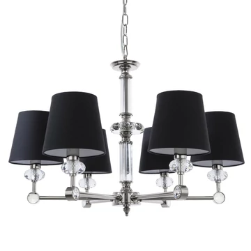 Doha Cosmolight csillár lámpa 6x E14 nikkel, kristály, fekete