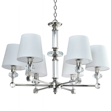 Doha Cosmolight csillár lámpa 6x E14 nikkel, kristály, fehér