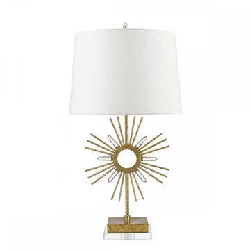 Sun-King Elstead asztali lámpa antikolt arany, átlátszó, krémszín