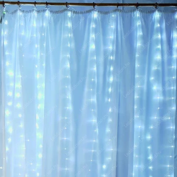 Mikró LED-es nano jégcsap függöny 3x1m, hideg fehér leddel