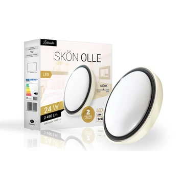 Skön Olle 24 W-os ø400 mm kerek natúr fehér, fehér-szürke színű mennyezeti lámpa, IP20