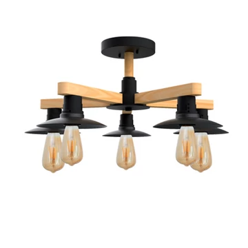 PHIL csillár 5xE27 fekete+fa