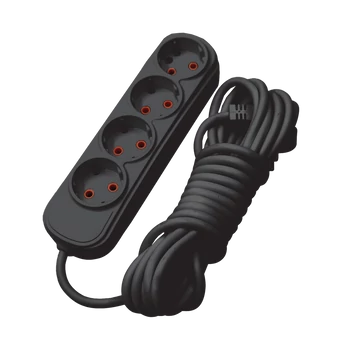 MULTIPLUG FOURFOLD 3M H05VV-F 3G1.5MM2, BLACK