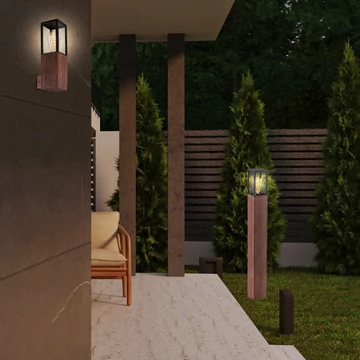 Wales-RA Rabalux álló lámpa 82cm 1x E27 IP44 tölgy, fekete, átlátszó