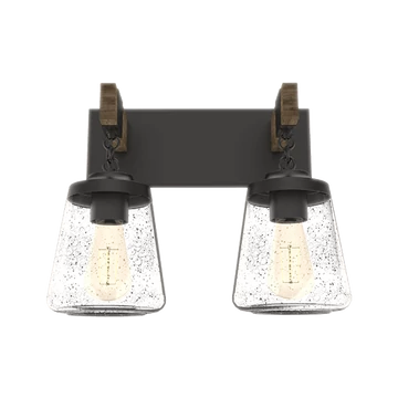 Paola fali lámpa 2xE27 matt fekete/fa