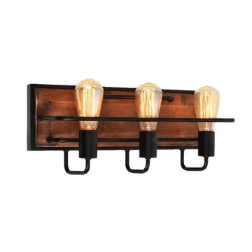 Silvia fali lámpa 3xE27 matt fekete/fa