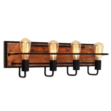 Silvia fali lámpa 4xE27 matt fekete/fa