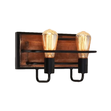 Silvia fali lámpa 2xE27 matt fekete/fa