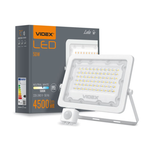 Videx F2e 50 W-os mozgásérzékelős natúrfehér LED reflektor