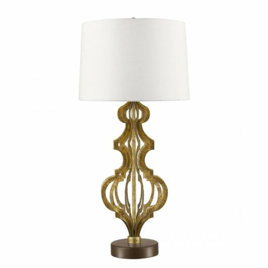 Octavia-EL Elstead asztali lámpa antikolt arany, sötétbarna, krémszín