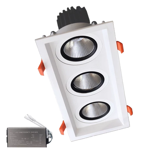 TRIPLELED SPOT LIGHT 3X15W 230V 3000K WH+EMERGENCY KIT