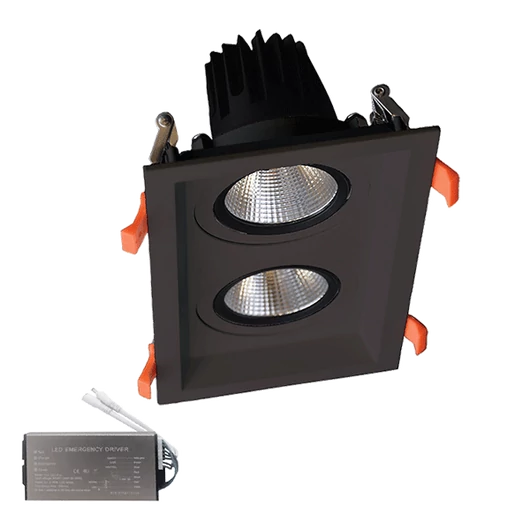 DOUBLE LED SPOT LIGHT 2X30W 230V 4000K BL+EMERGENCY KIT