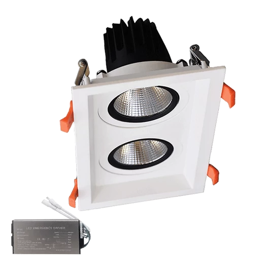 DOUBLE LED SPOT LIGHT 2X30W 230V 4000K WH+EMERGENCY KIT