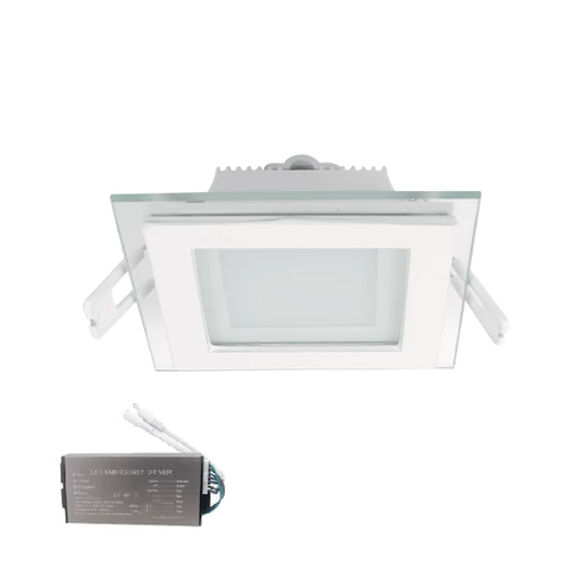 LED PANEL ÜVEG SZÖGLETES 6W 4000K+INVERTERREL