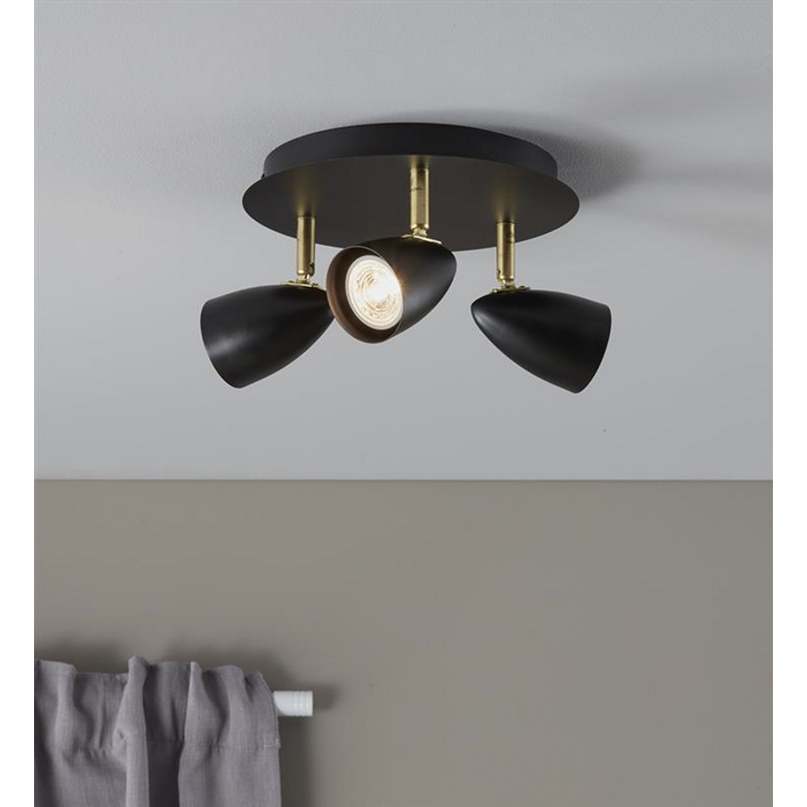 Image of MARKSLÖJD CIRO Ceiling 3L fekete/sárgaréz