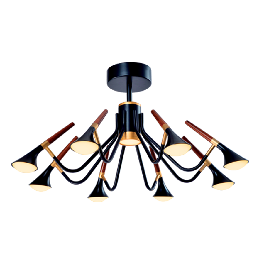 Image of DUNCAN LED csillár 45W 3000K fekete/fa