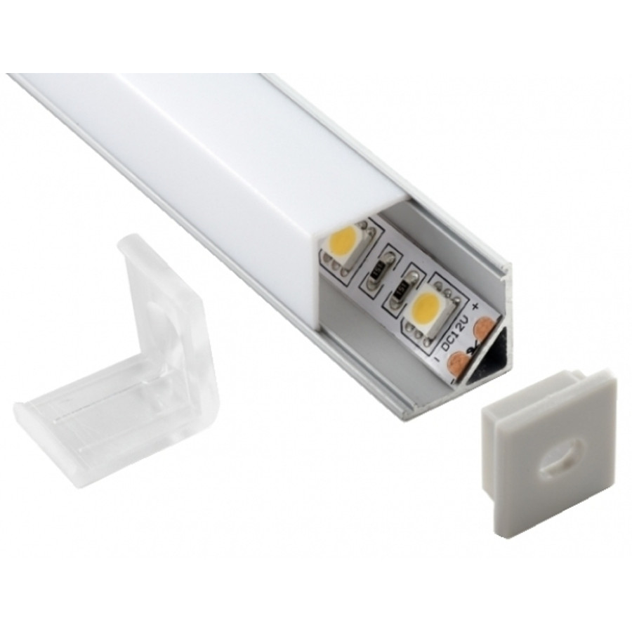 Image of LEDmaster Sarok aluprofil, 90°-os opál fedéllel 2 méteres szál