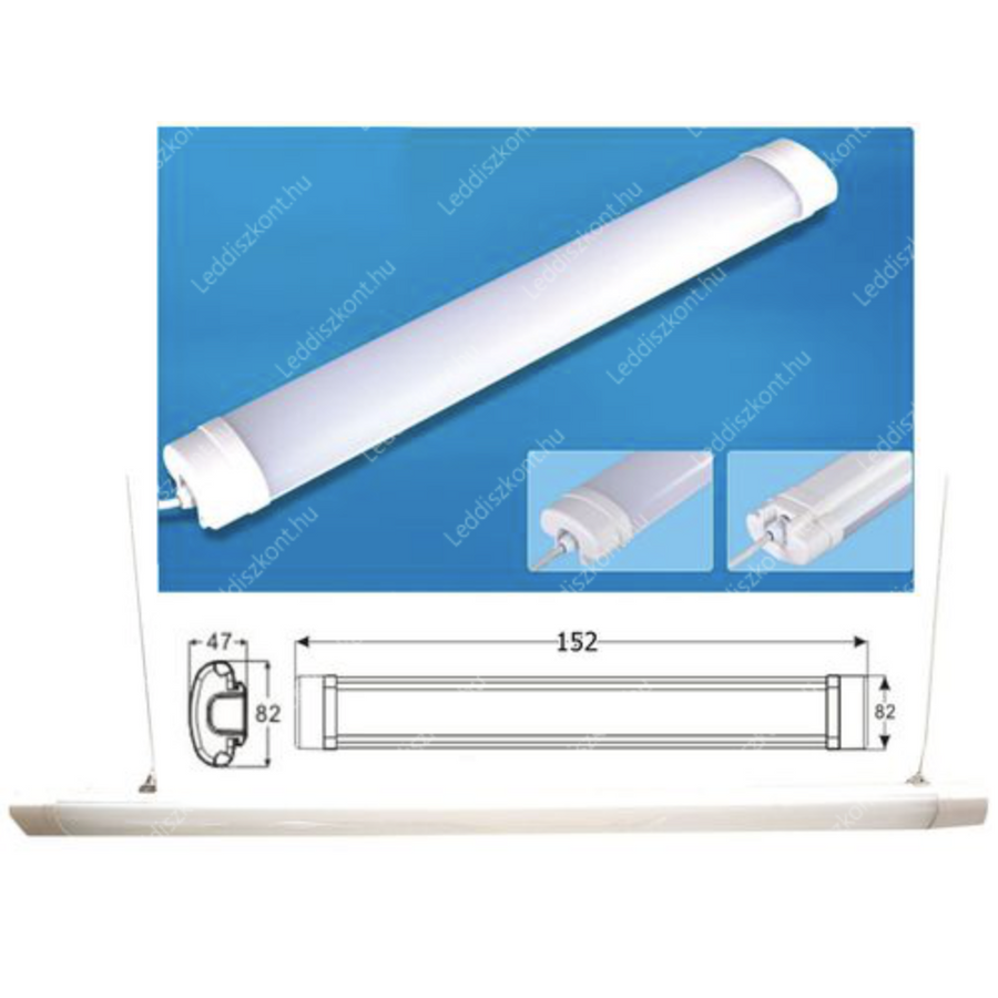 Image of Led Tri-proof, IP65 vízálló ipari lámpa, 150 cm, 74W, 7450 lumen, 58mm, 4000K, közép fehér