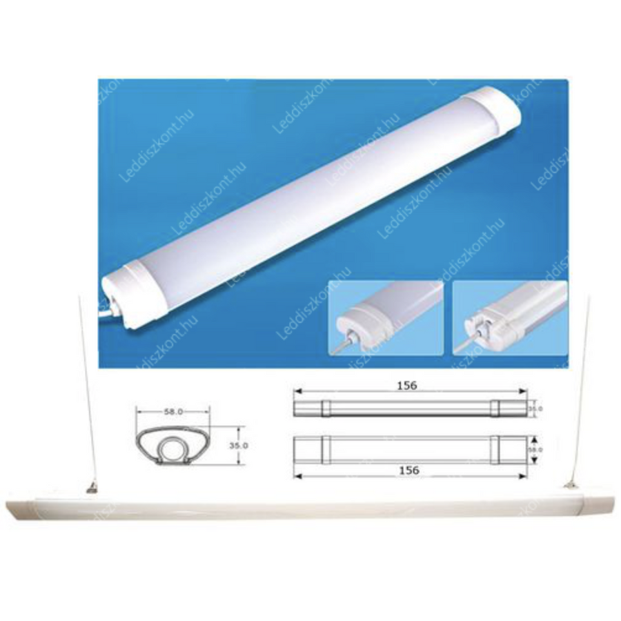 Image of Led Tri-proof, IP65 vízálló ipari lámpa, 150 cm, 44W, 4550 lumen, 58mm, 4000K, közép fehér