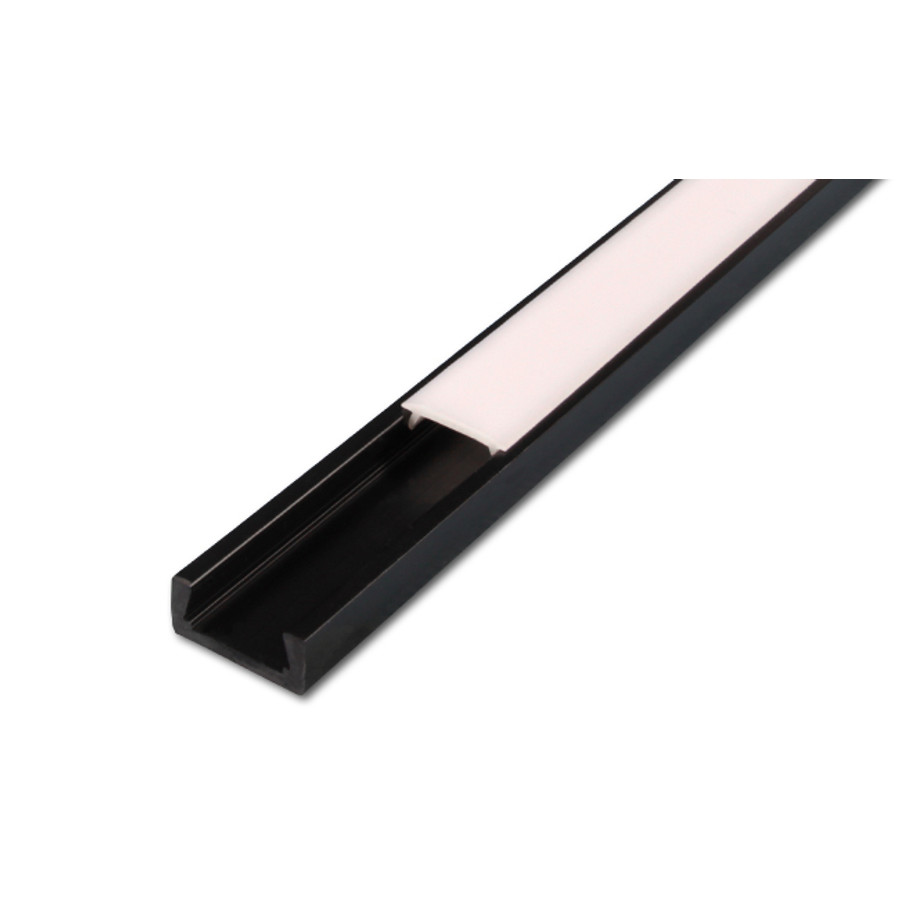 Image of MasterLED Felületre szerelhető PVC profil opál fedéllel 2 méteres szál fekete