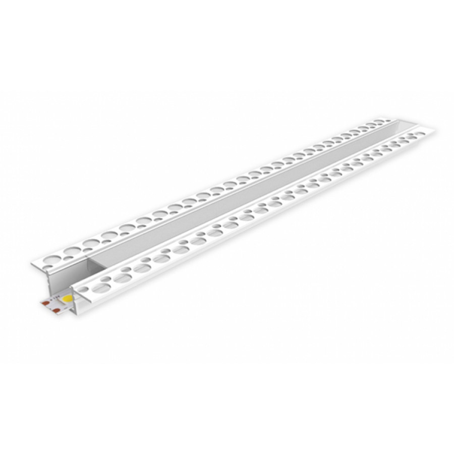Image of MasterLED Gipszkartonba süllyeszthető PVC profil víztiszta fedéllel 1 méteres szál fehér