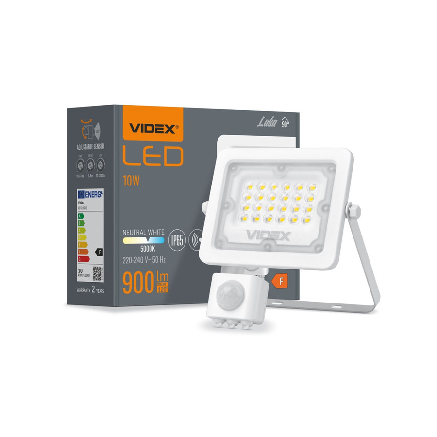 Videx F2e 10 W-os mozgásérzékelős natúrfehér LED reflektor Videx F2e 10 W-os mozgásérzékelős natúrfehér LED reflektor