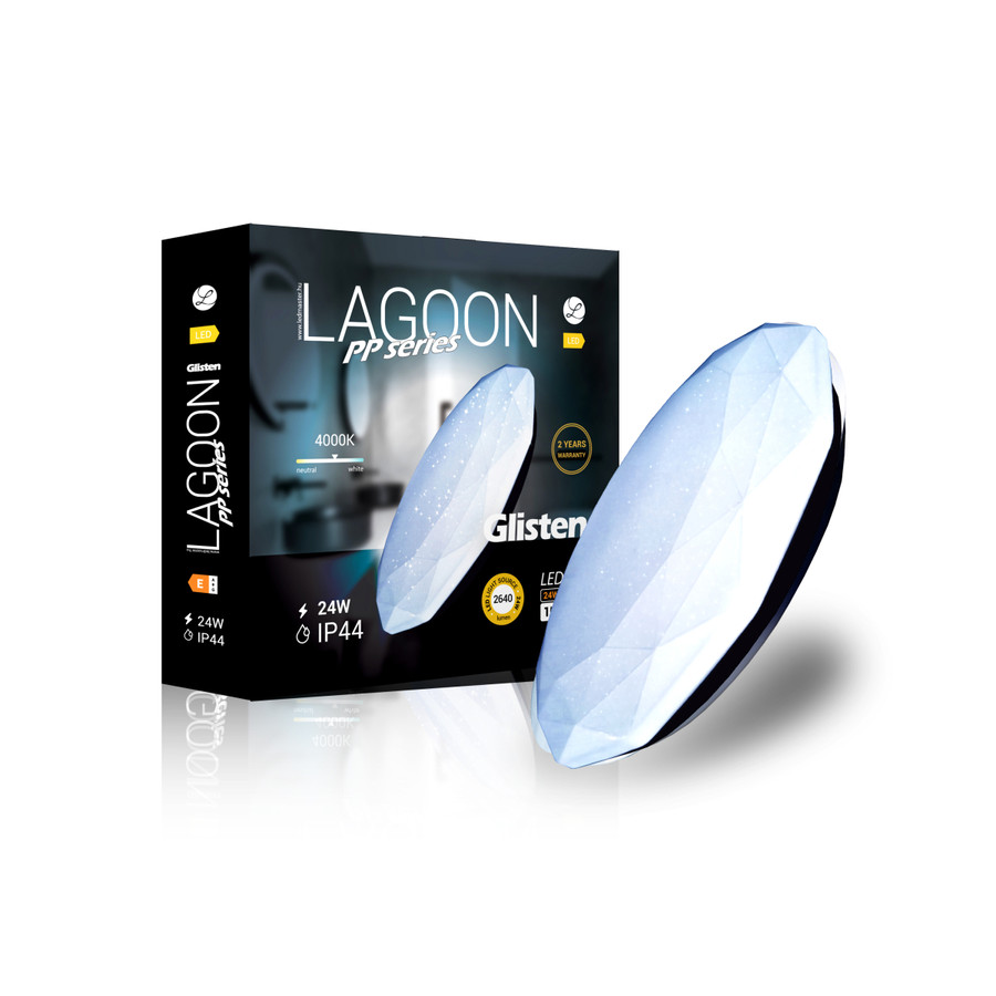 Image of Lagoon PP series Glisten 24 W-os ø390 mm kerek natúr fehér mennyezeti lámpa IP44-es védettségű