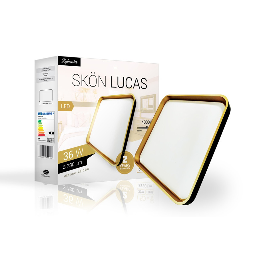 Image of Skön Lucas 36 W-os fekete-arany színű mennyezeti lámpa, IP20-as védettségű