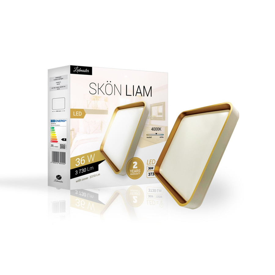 Image of Skön Liam 36 W-os fehér-arany színű mennyezeti lámpa, IP20-as védettségű