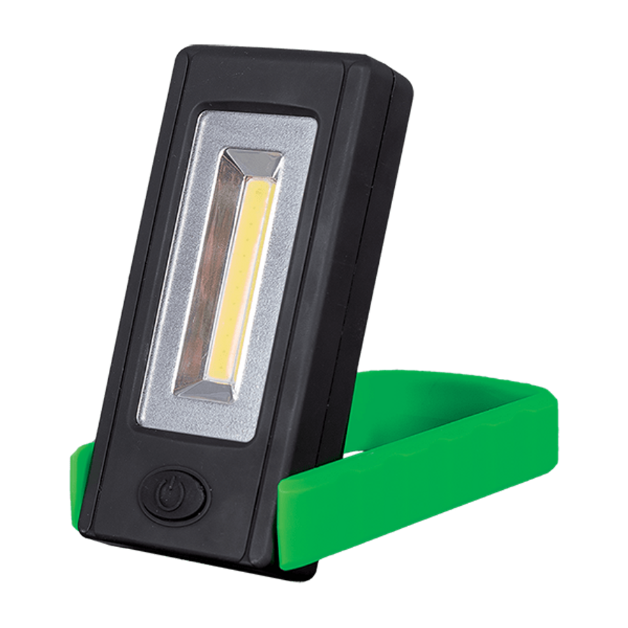 Image of ELEMES LED KÉZI LÁMPA MÁGNESSEL ÉS RÖGZÍTŐ CLIPPEL ZÖLD 3W COB