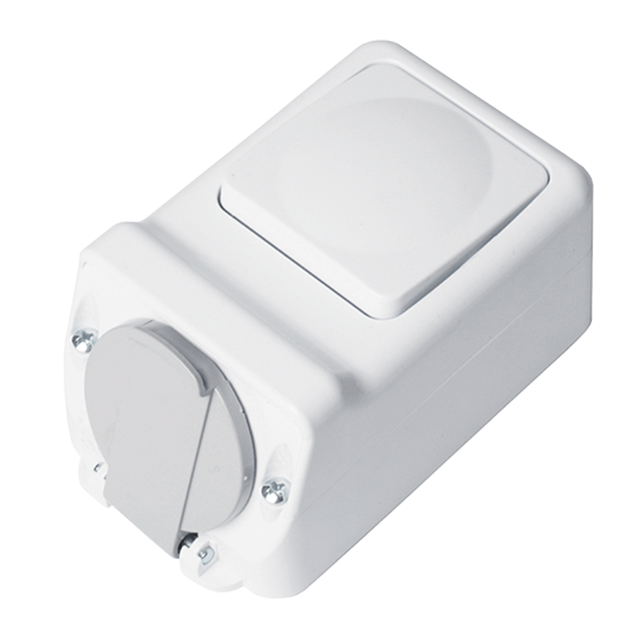 Image of SOCKET+ONE BUTTON ONE WAY SWITCH 16А 250V, IP44