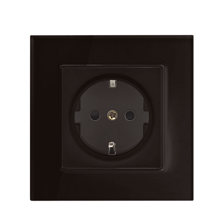 Image of GERMAN TYPE SOCKET 16A GLASS FRAME BLACK+C. BOX