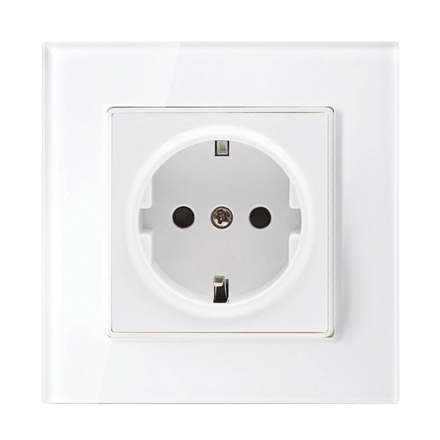 Image of GERMAN TYPE SOCKET 16A GLASS FRAME WHITE+C. BOX