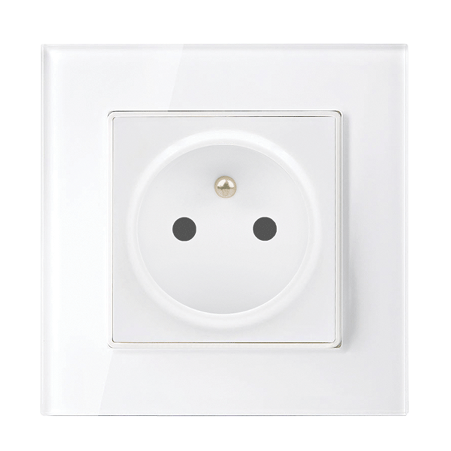 Image of FRENCH TYPE SOCKET 16A GLASS FRAME WHITE+C. BOX