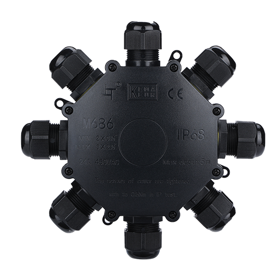 Image of ELMARK JUNCTION BOX 8 ENTRY 450VAC 24A, IP68