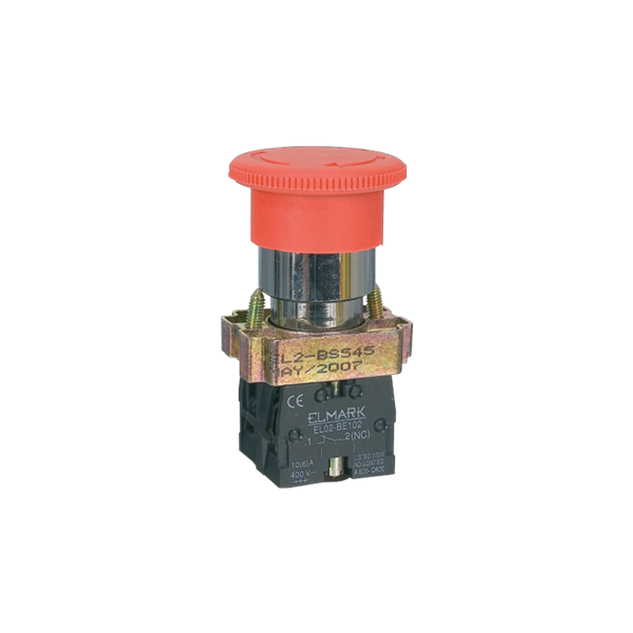 Image of GOMBAFEJES NYOMÓGOMB TYPE BS 545 1NC+1NO PIROS