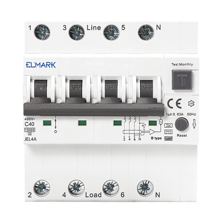 Image of ELECTRONIC RCBO JEL4A 6kA 4P 40A/30mA