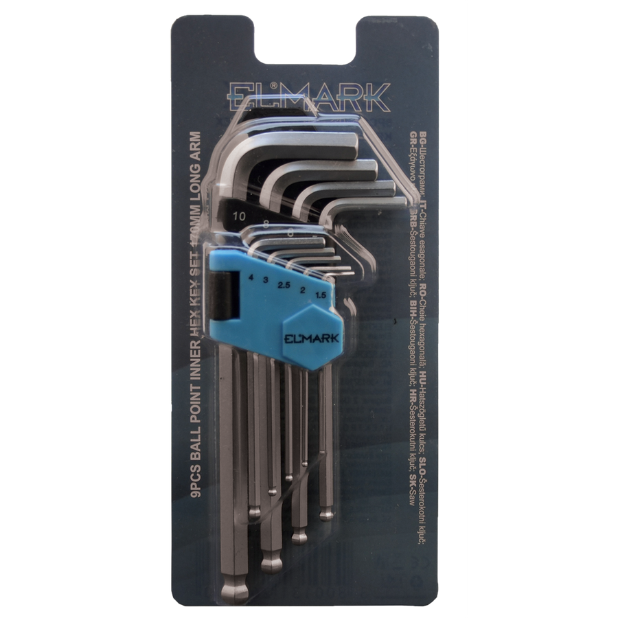 Image of 9PCS BALL POINT INNER HEX KEY SET 170mm LONG ARM