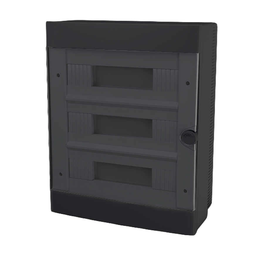 PLASTIC BOX FOR SURFACE MNT. 24 WAY (3X12), BLACK