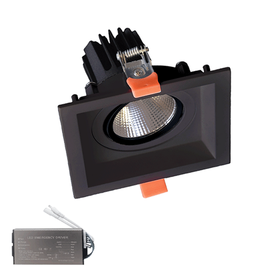 Image of SQUARE LED SPOT LIGHT 30W 230V 3000K BL+EMERGENCY KIT