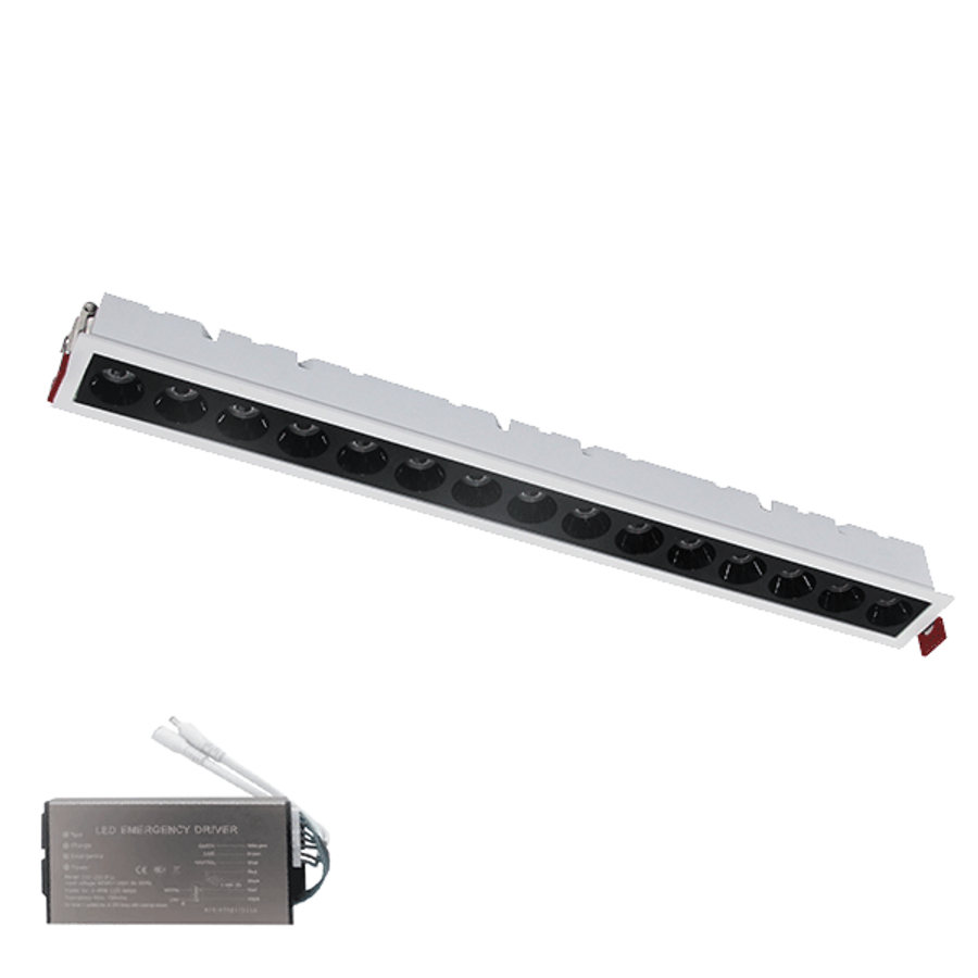 Image of RECESSED LINEAR LIGHT EL-05 20W 3000K, WHITE & BLACK+EMERGENCY KIT