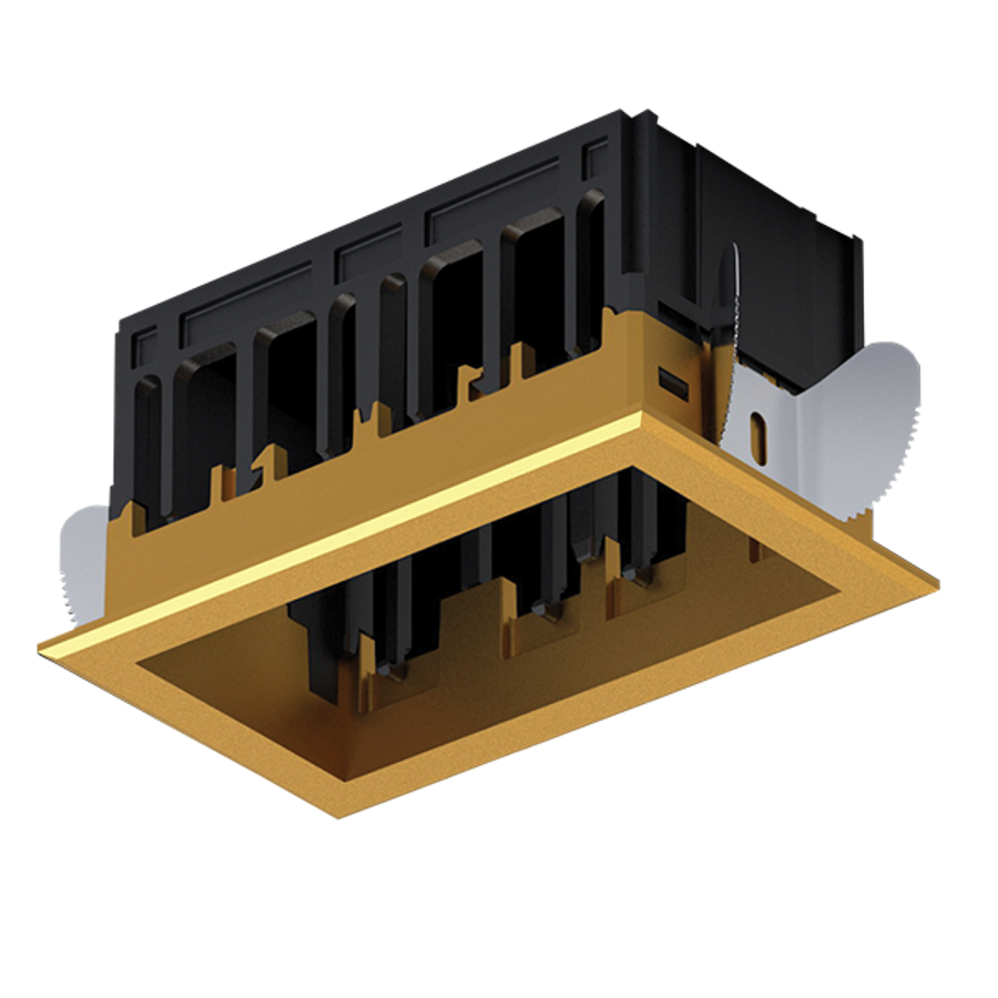 Image of MODENA 2 MODULE RECESSED BOX WITH FRAME BRASS