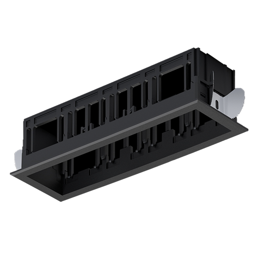 MODENA 4 MODULE RECESSED BOX WITH FRAME BLACK MODENA 4 MODULE RECESSED BOX WITH FRAME BLACK