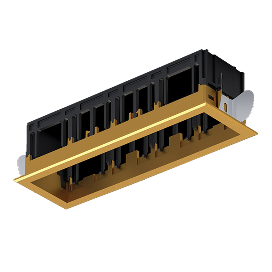 MODENA 4 MODULE RECESSED BOX WITH FRAME BRASS MODENA 4 MODULE RECESSED BOX WITH FRAME BRASS