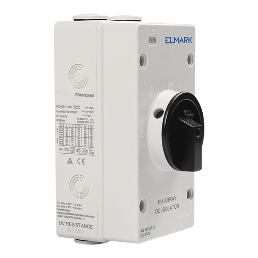 Image of EL-DC 4P/32A DC ISOLATOR 4 SERIES-2 STRINGS, IP65