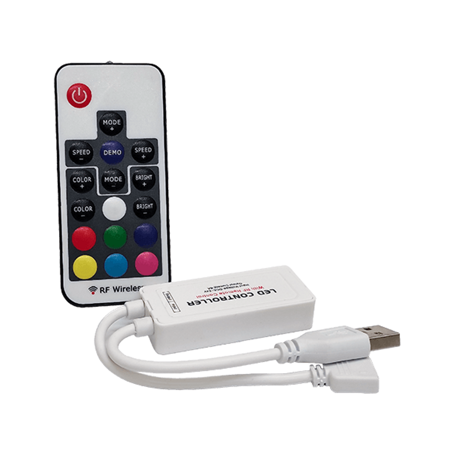 Image of RF MINI RGB USB LED CONTROLLER WITH REMOTE FOR LED STRIP 5V